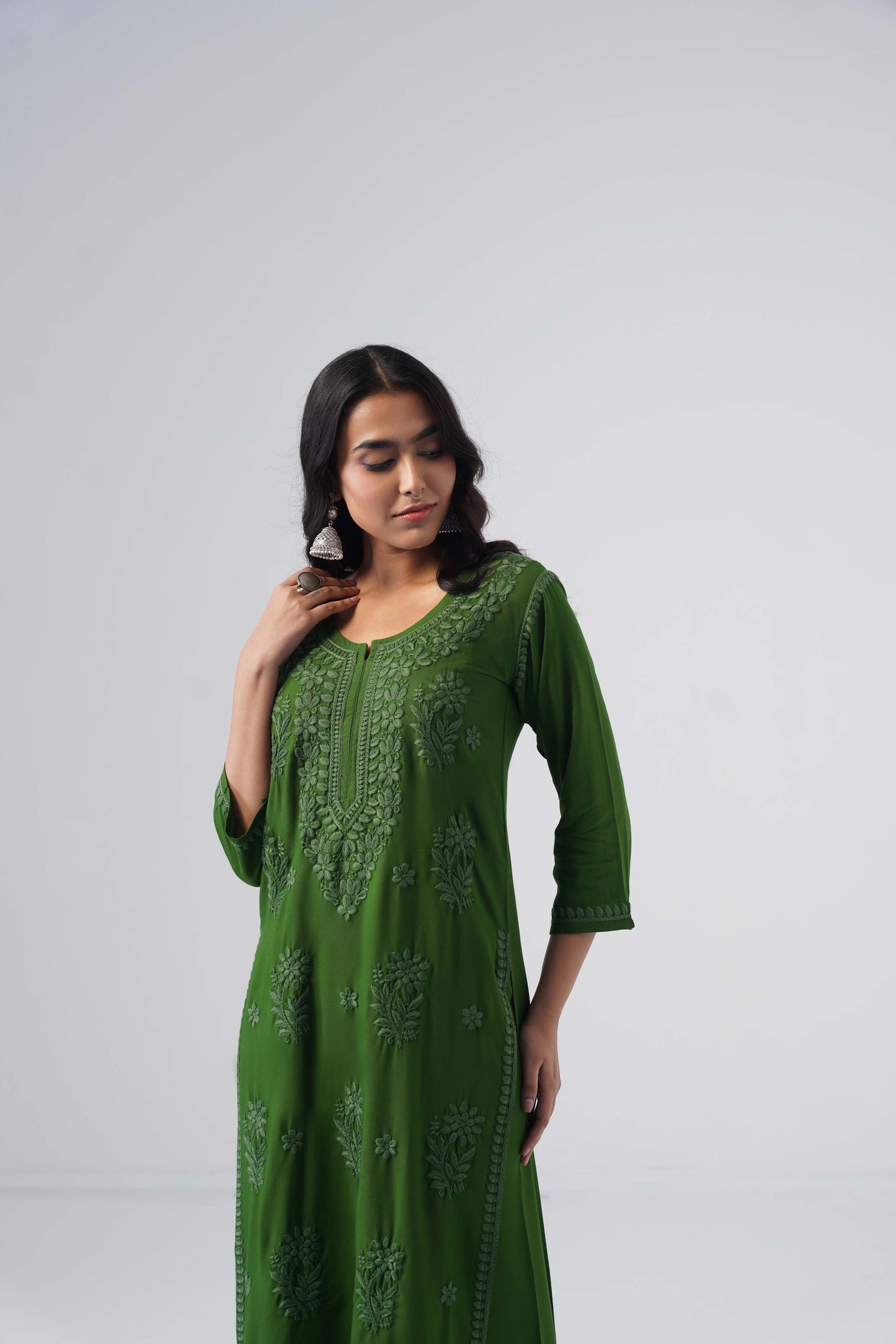 Maahi olive Rayon Kurta Pant set