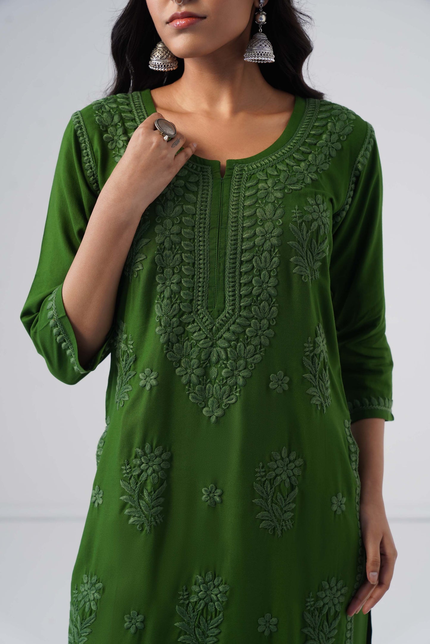 Maahi olive Rayon Kurta Pant set
