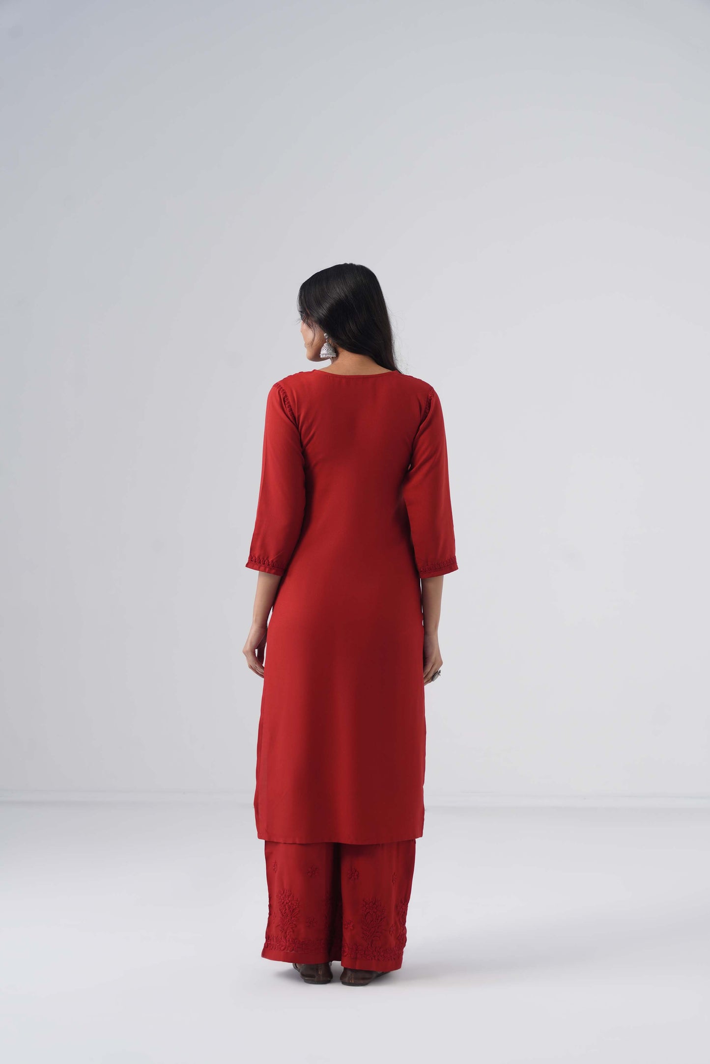 Maahi maroon Rayon Kurta Pant set