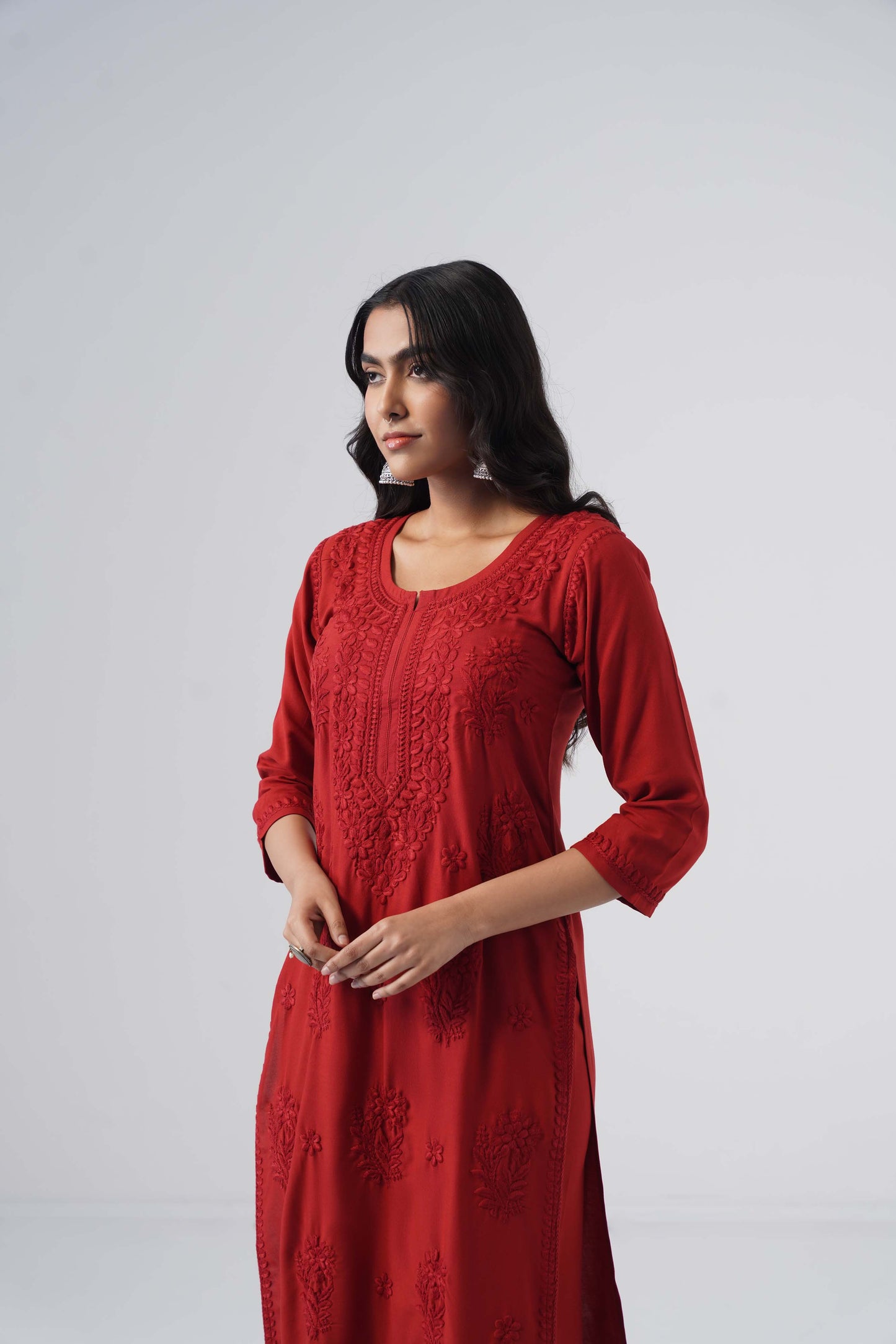 Maahi maroon Rayon Kurta Pant set