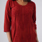 Maahi maroon Rayon Kurta Pant set