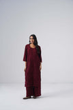 Maahi plum Rayon Kurta Pant set