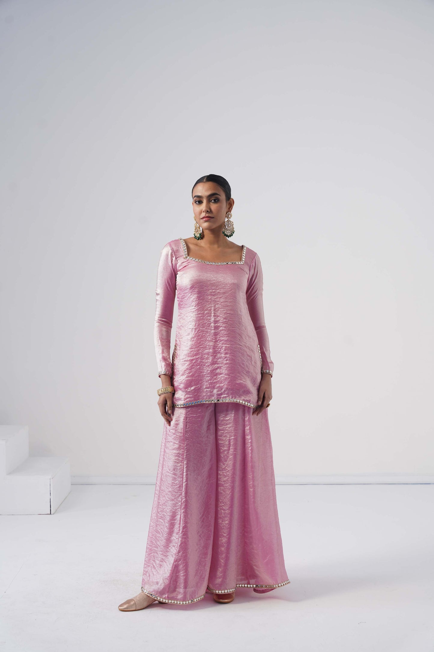 Saanjh Pastel Pink Sarara Set