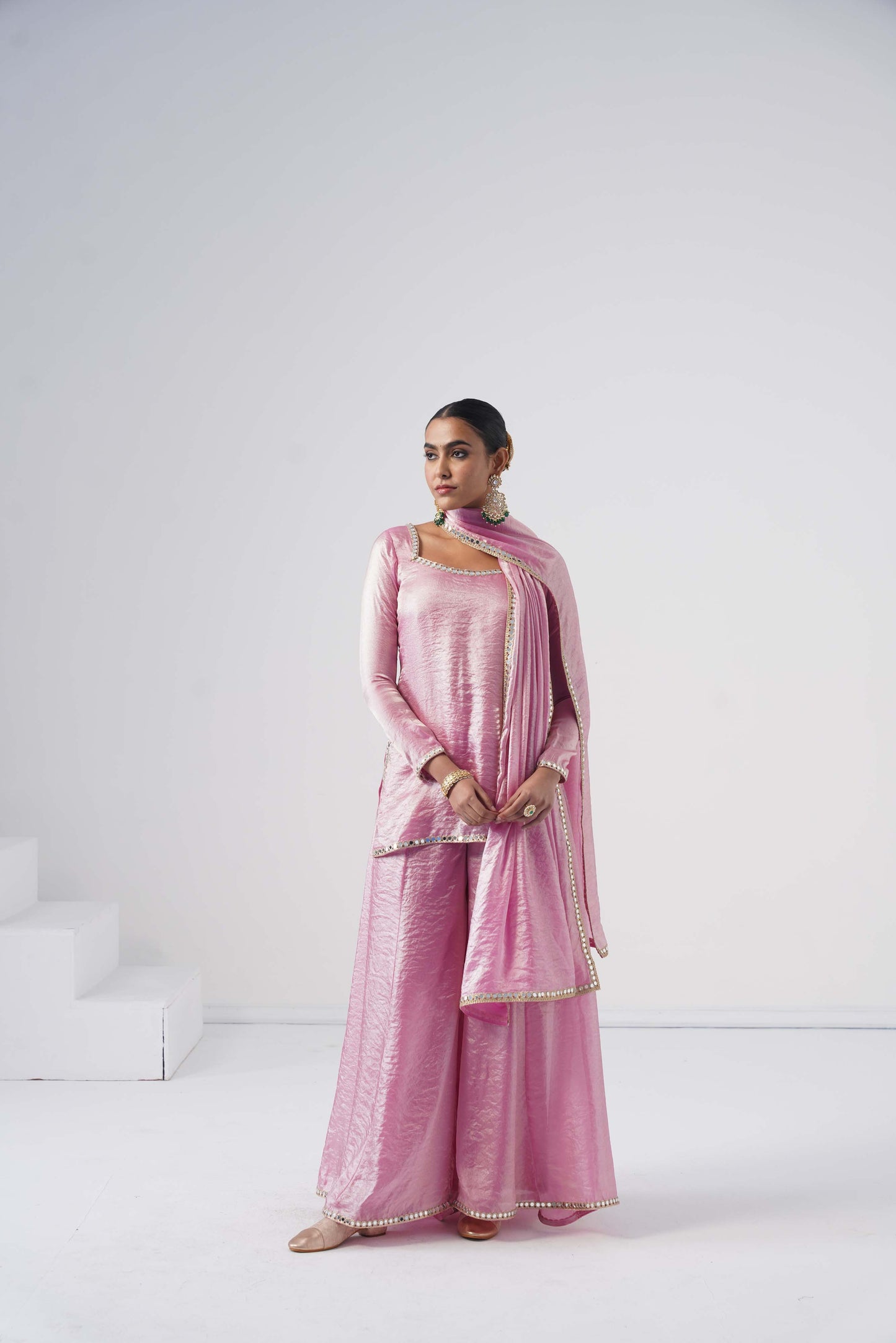 Saanjh Pastel Pink Sarara Set