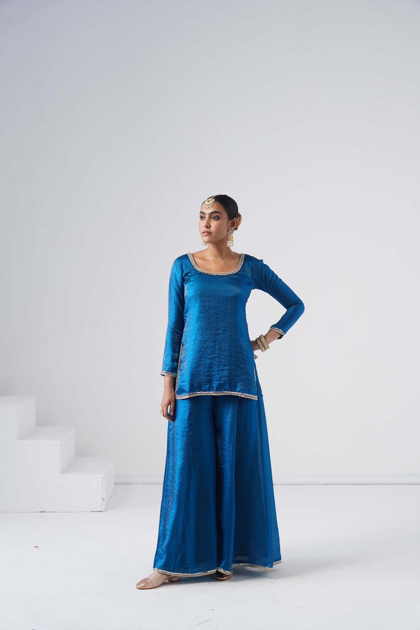 Saanjh Royal Blue Sarara Set