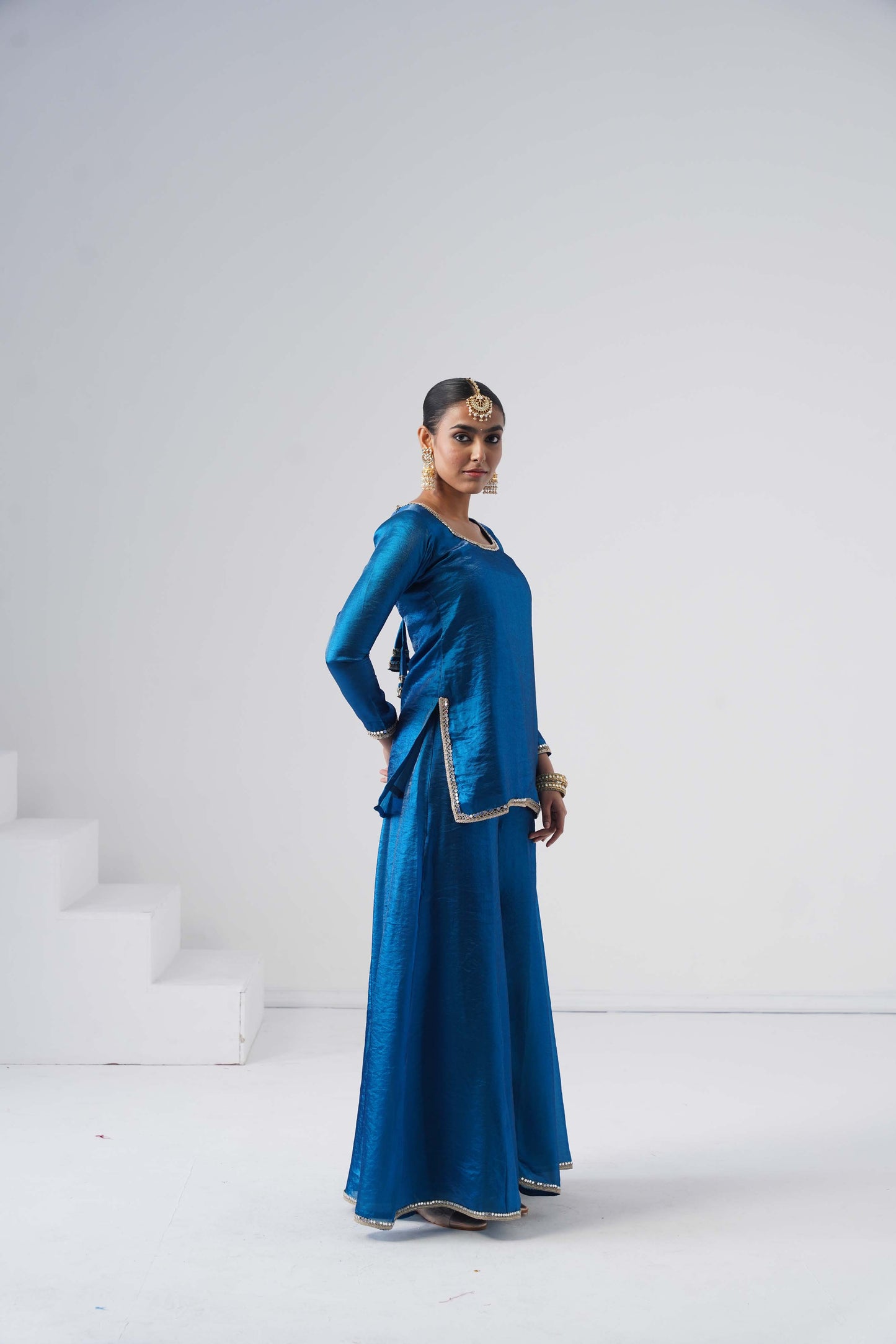 Saanjh Royal Blue Sarara Set