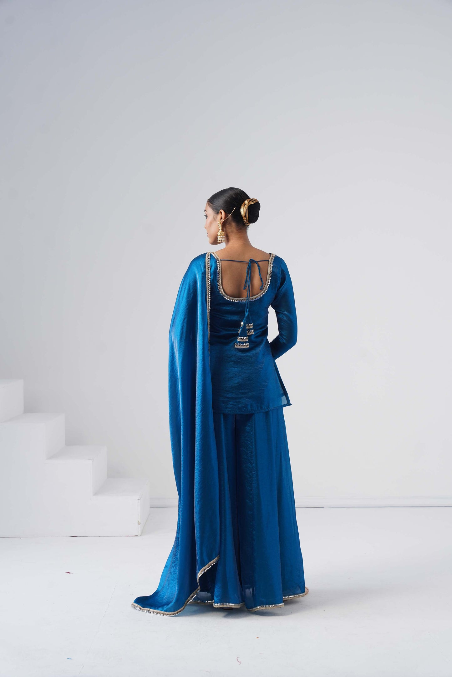 Saanjh Royal Blue Sarara Set