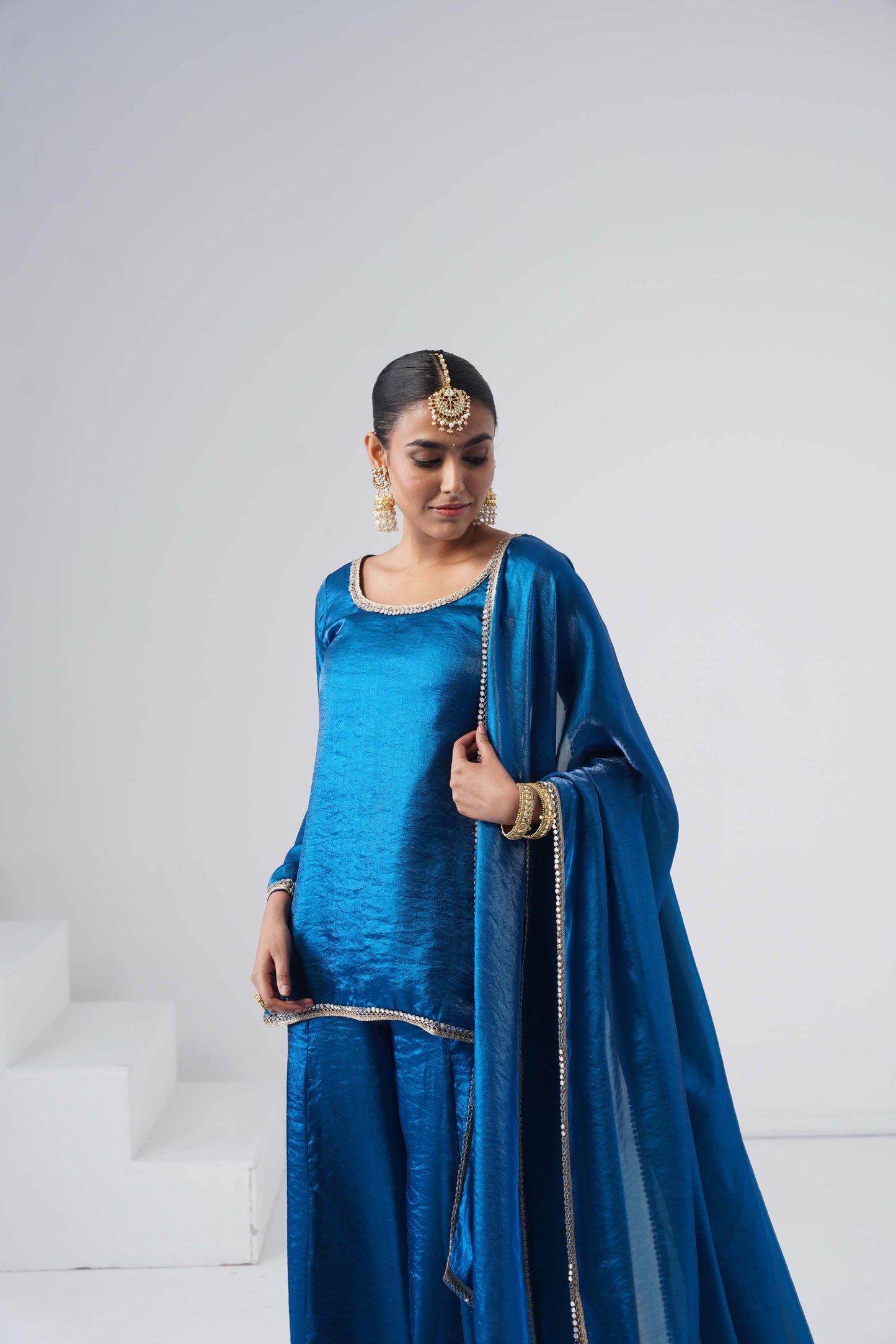 Saanjh Royal Blue Sarara Set