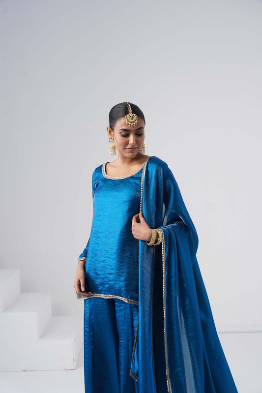 Saanjh Royal Blue Sarara Set