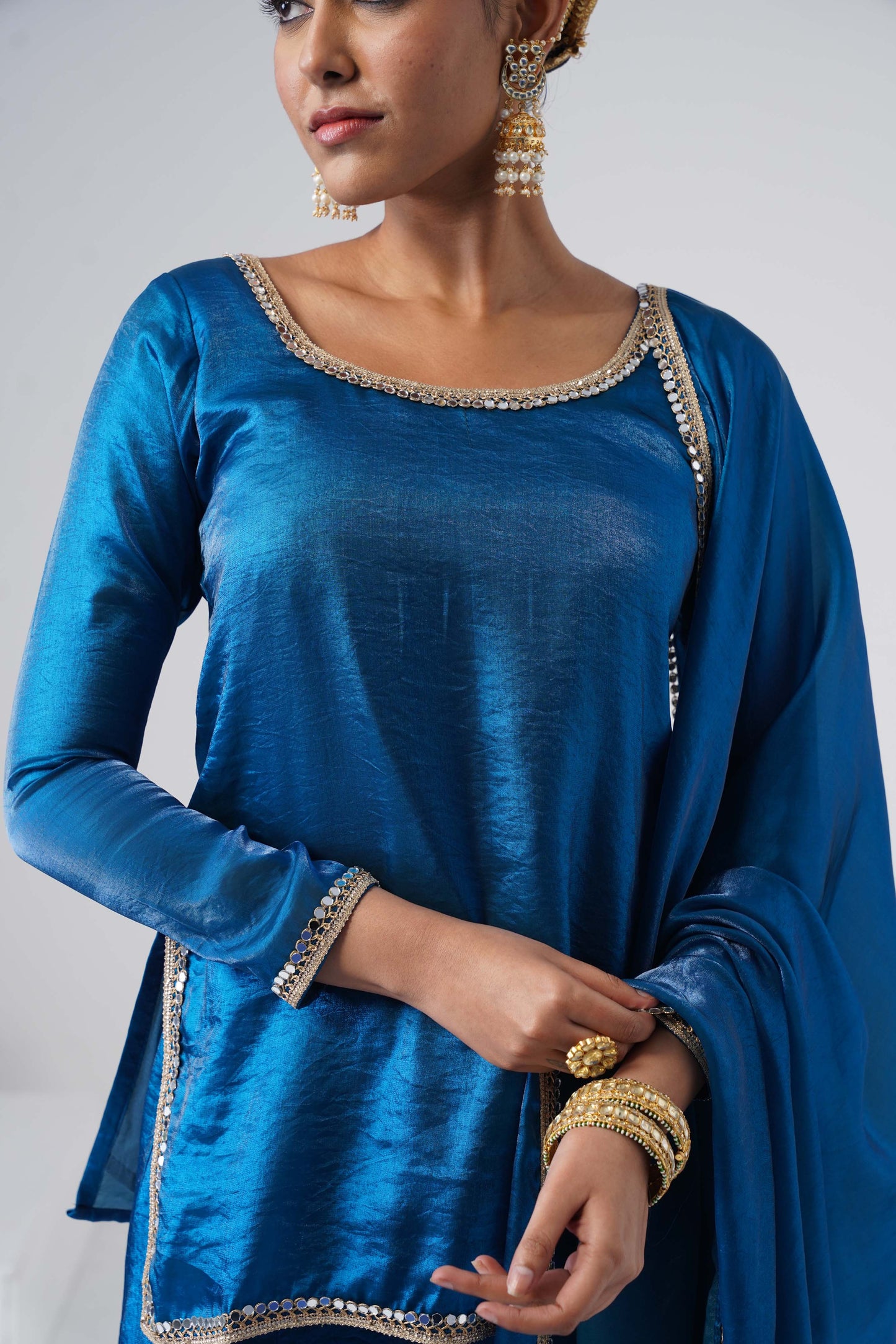 Saanjh Royal Blue Sarara Set