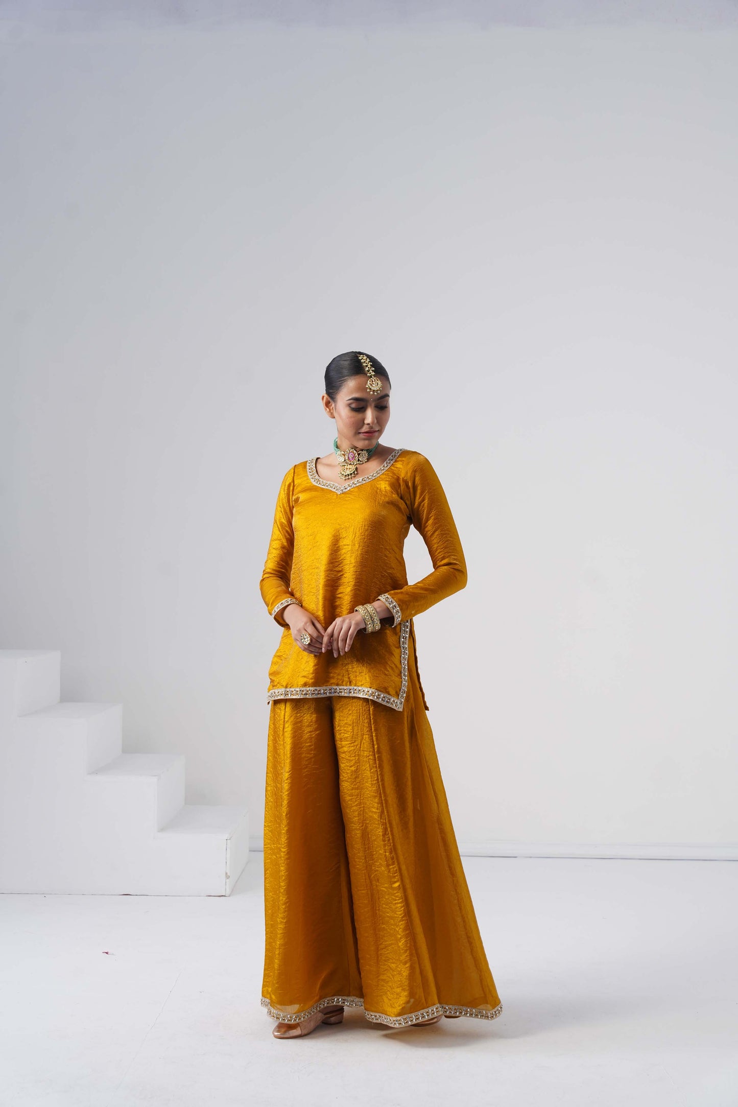Saanjh Mustard Yellow Sarara Set