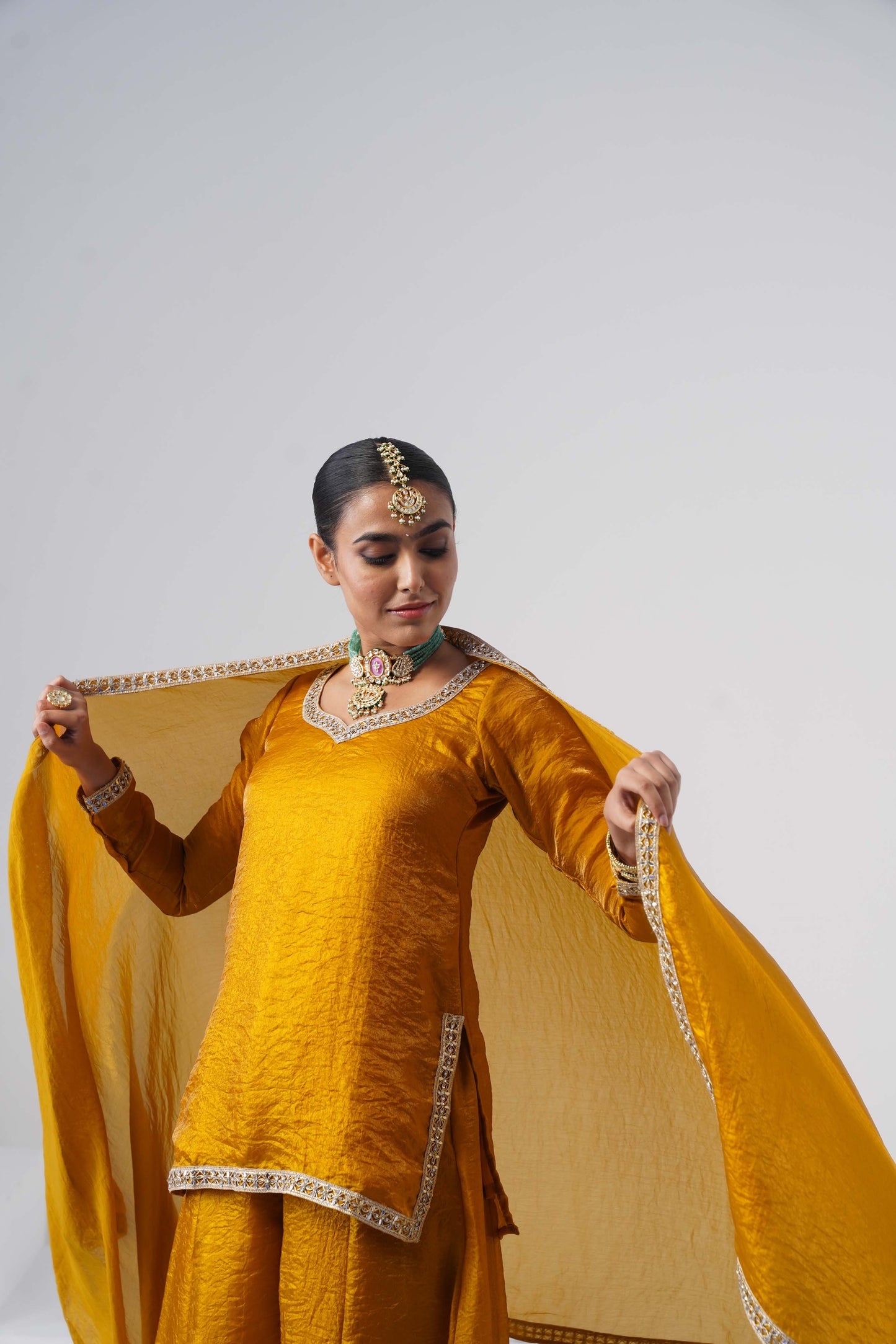 Saanjh Mustard Yellow Sarara Set