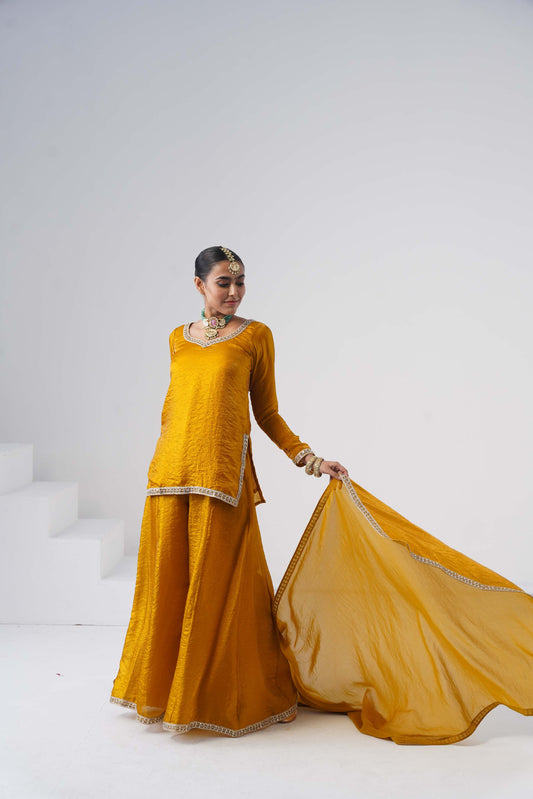 Saanjh Mustard Yellow Sarara Set