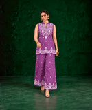 Juhi Purple Embroidered Kurta with Palazzo Set