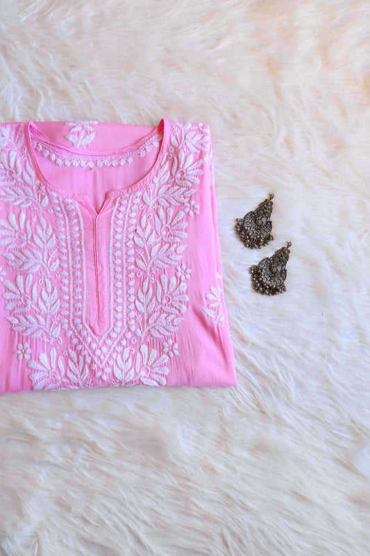 Nura Pink Long Modal Kurta