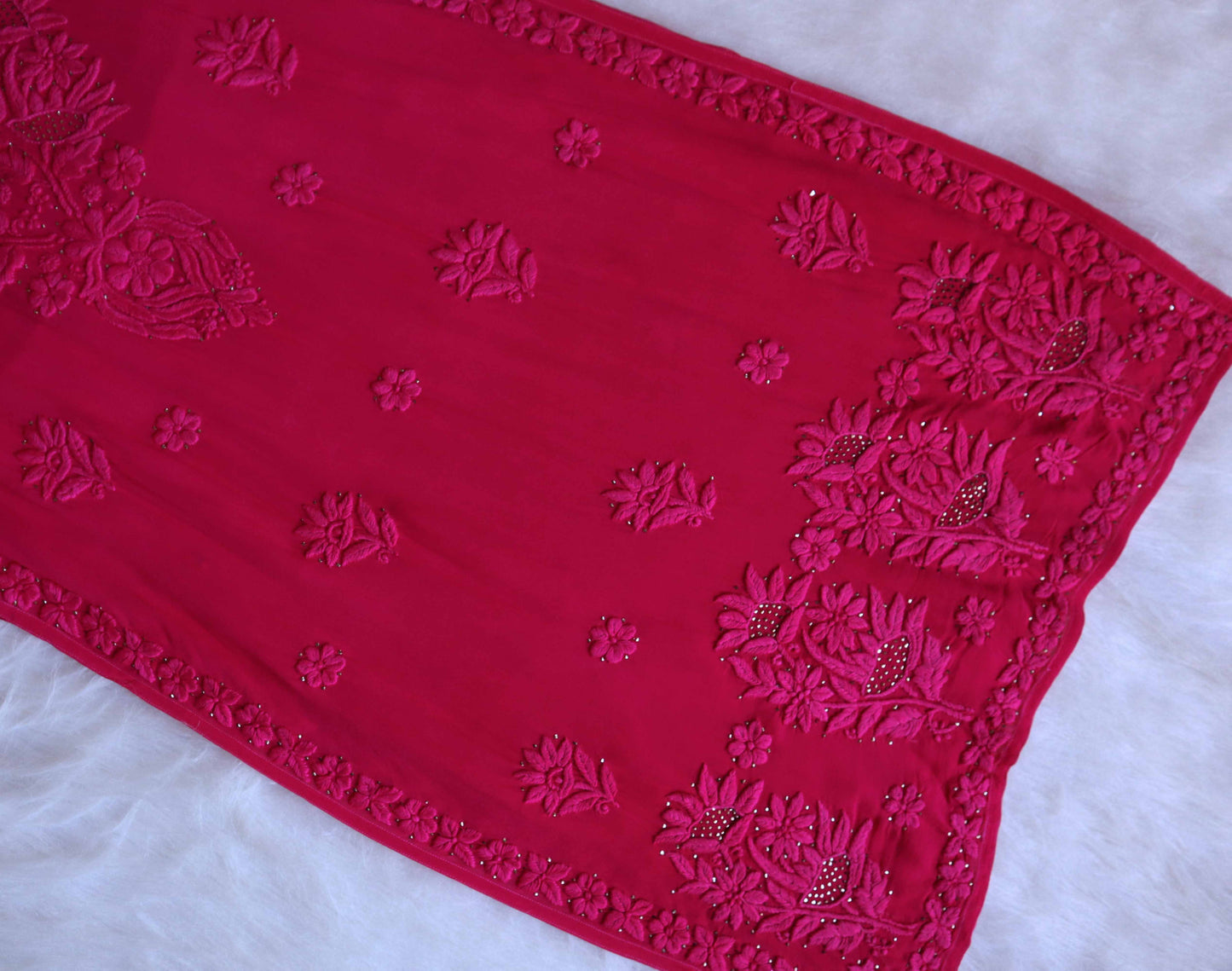 Ehsaas Deep Pink Viscose Georgette Kurta