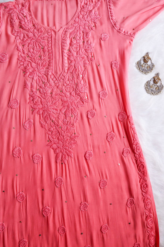 Athena Rose Pink Viscose Georgette Kurta