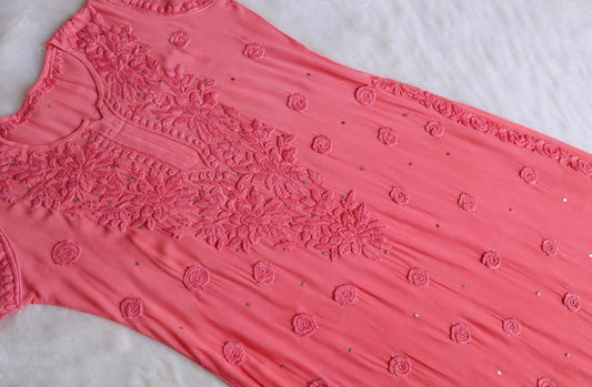 Athena Rose Pink Viscose Georgette Kurta