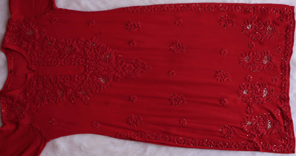 Ehsaas Red Viscose Georgette Kurta
