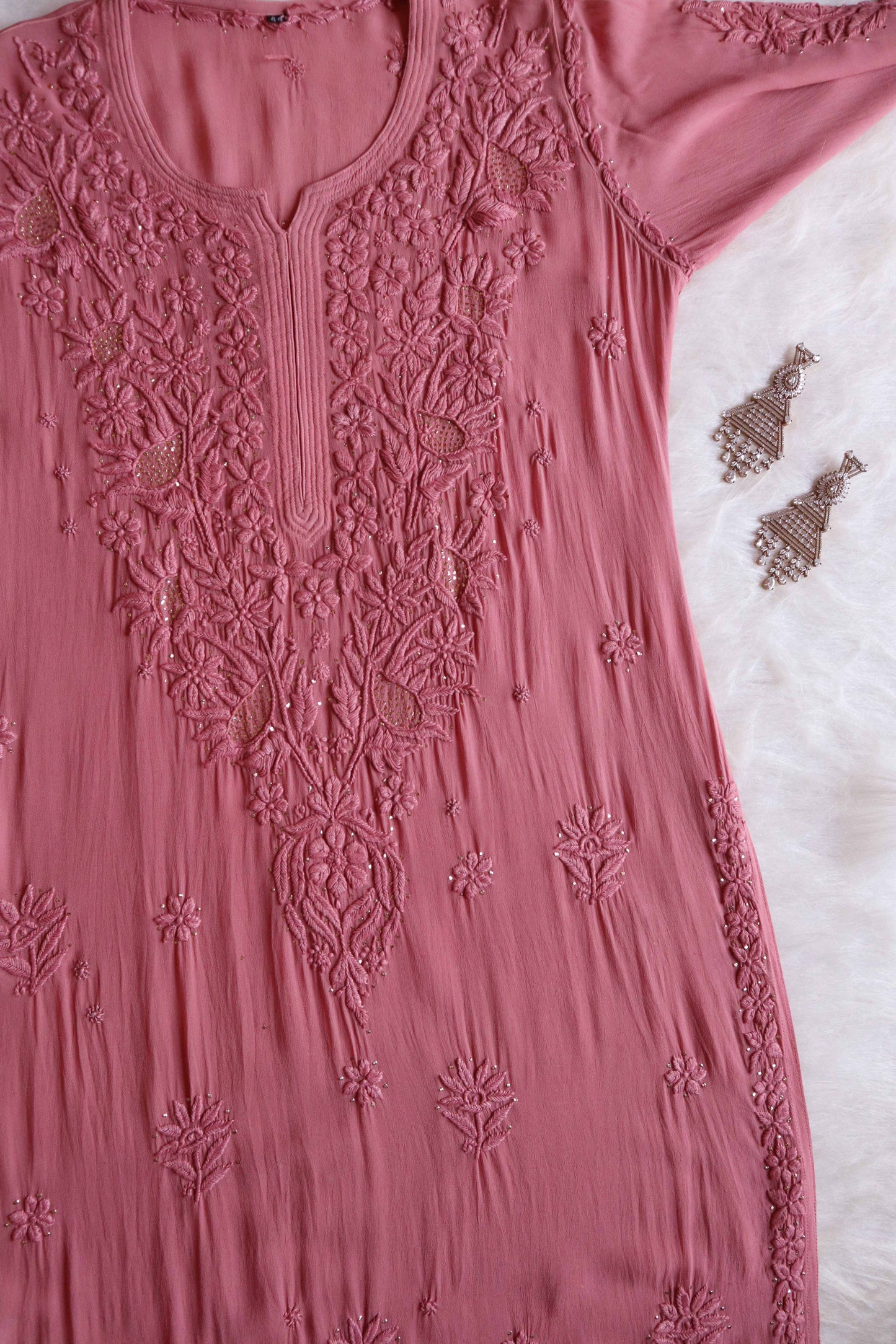 Ehsaas Rose Brown Viscose Georgette Kurta