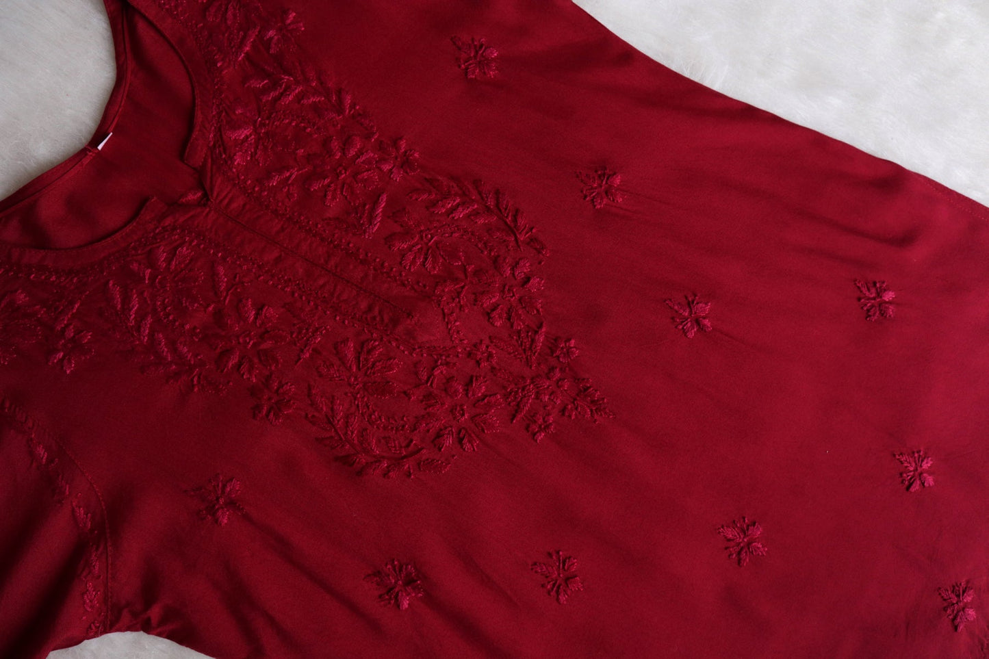 Kyara Maroon Short Rayon Kurta
