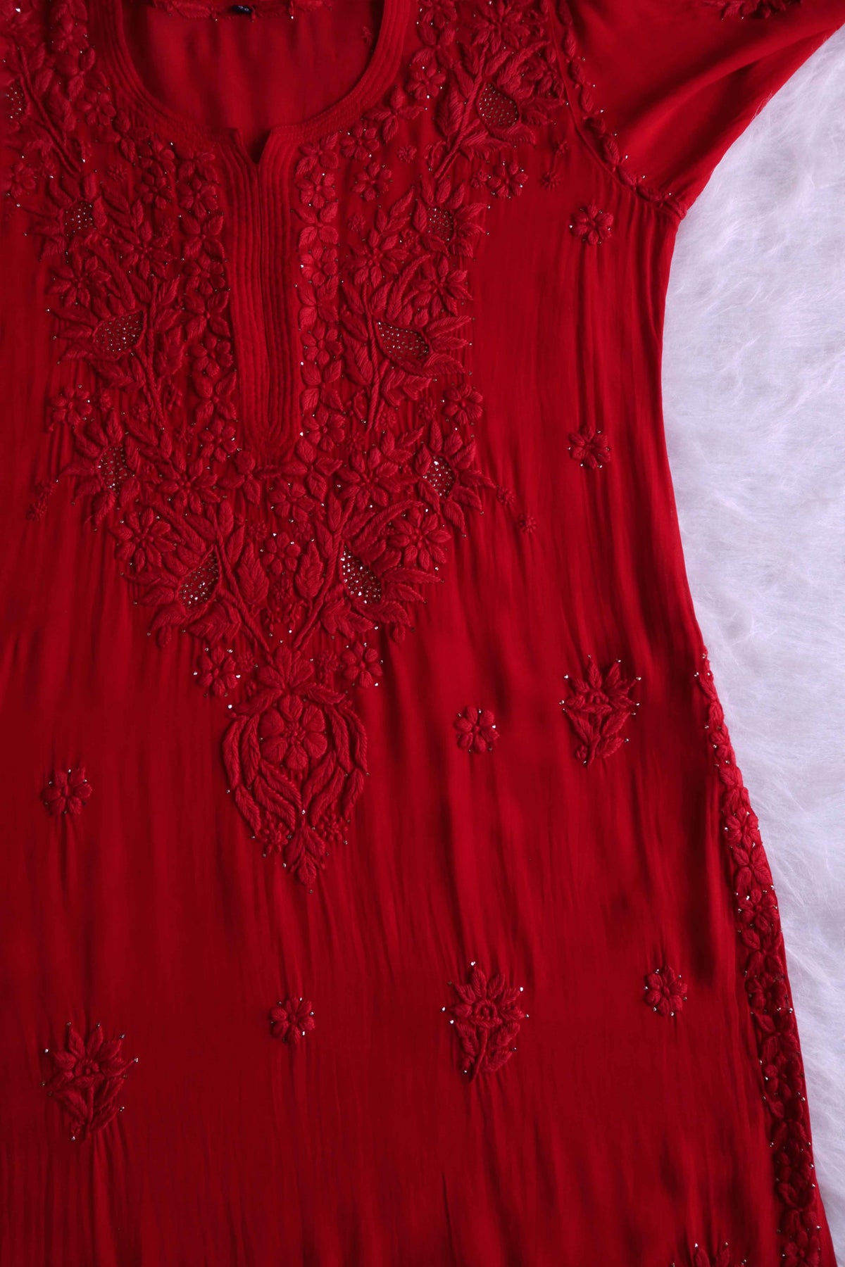 Ehsaas Red Viscose Georgette Kurta