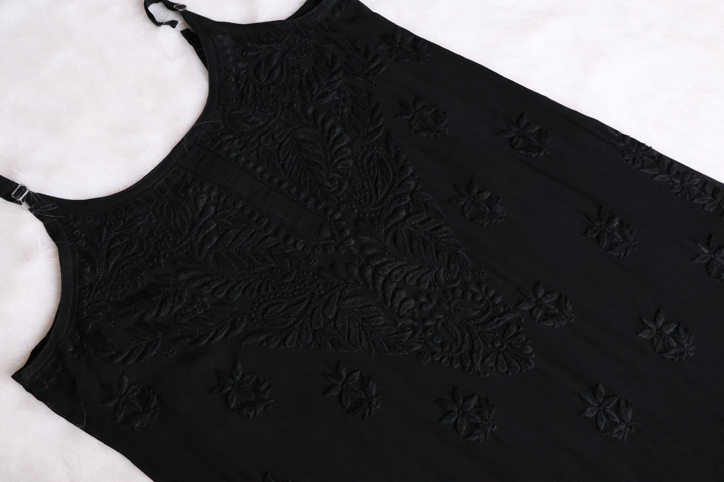 Nayaab Black Viscose Sleeveless Set