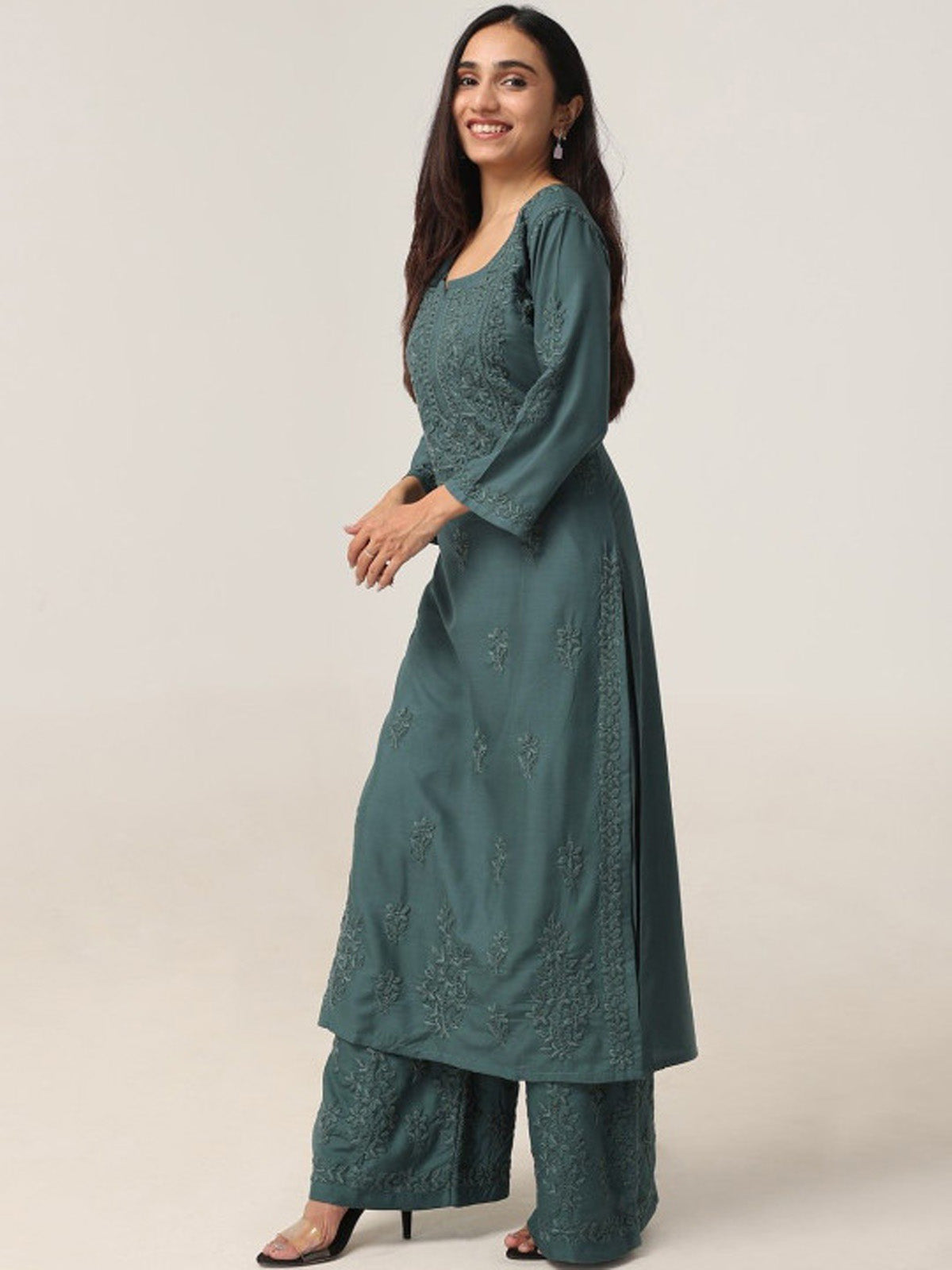 Aayat Sea Green Rayon Kurta Pant set