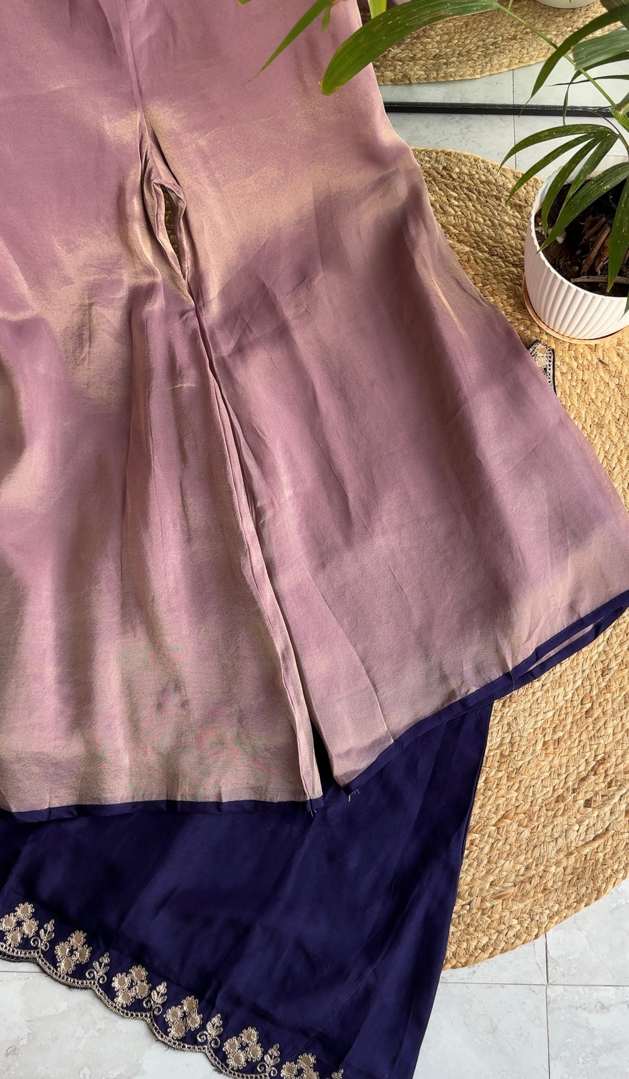 halter Purple neck short kurta with pants