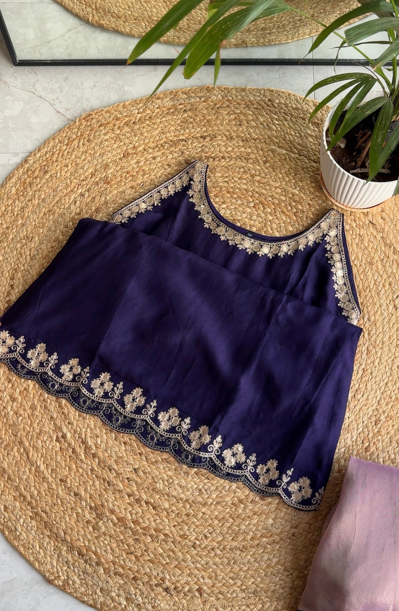 halter Purple neck short kurta with pants