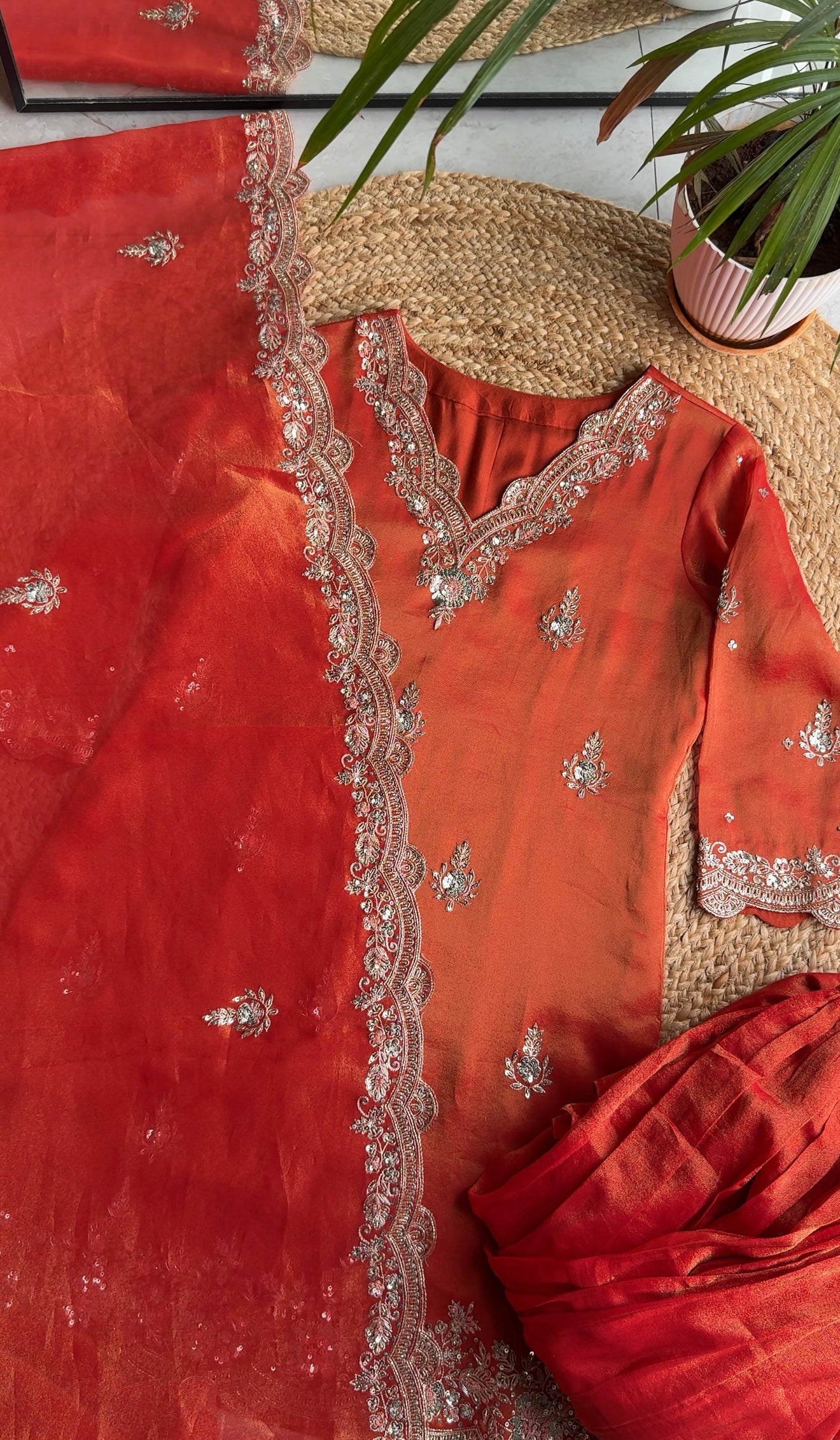 Roohani pure tissue ghagra dress