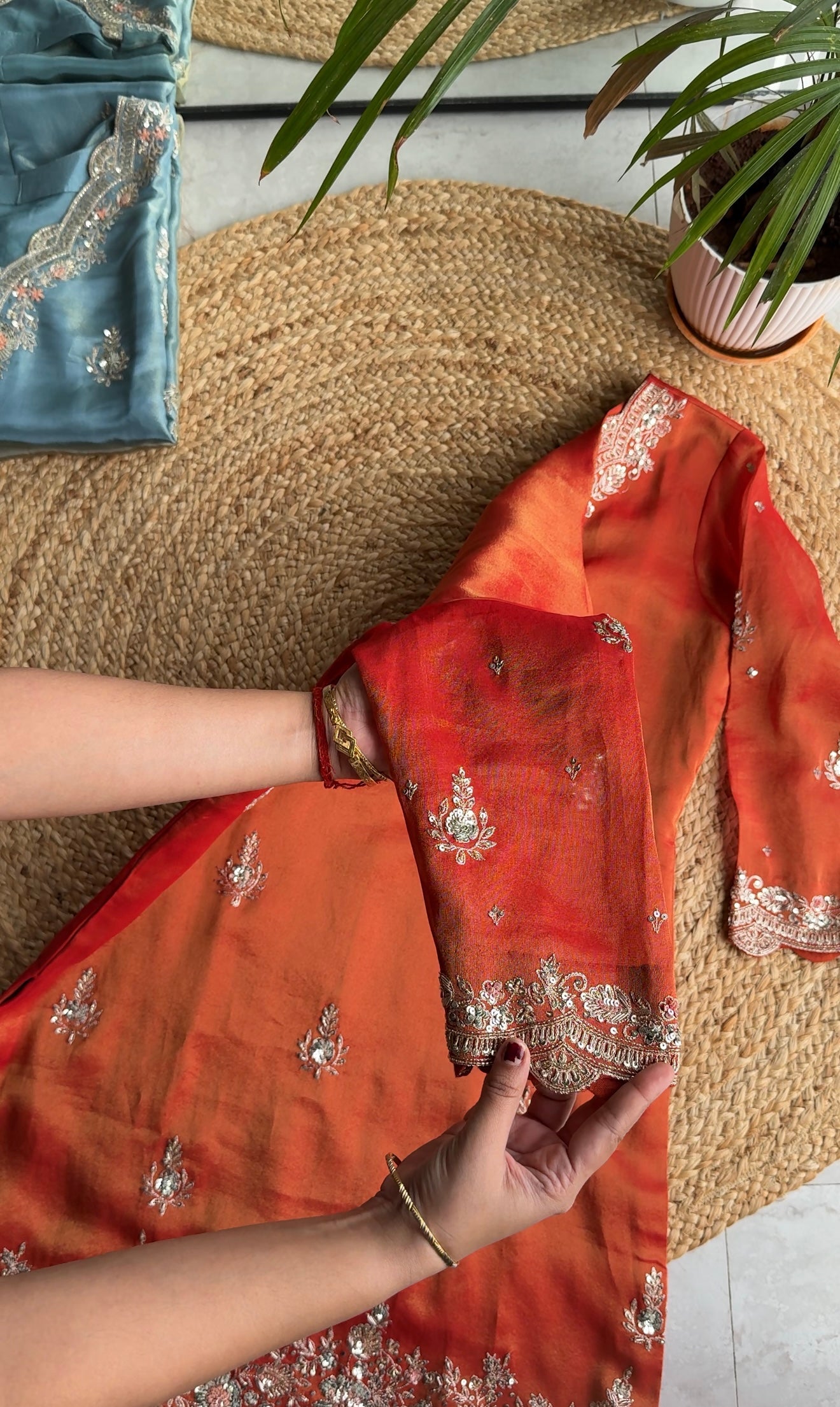 Roohani pure tissue ghagra dress