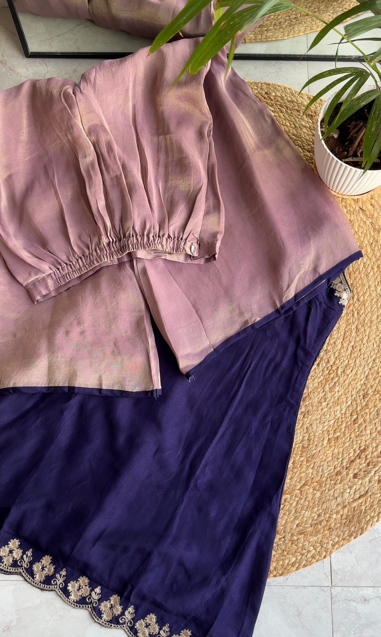 halter Purple neck short kurta with pants