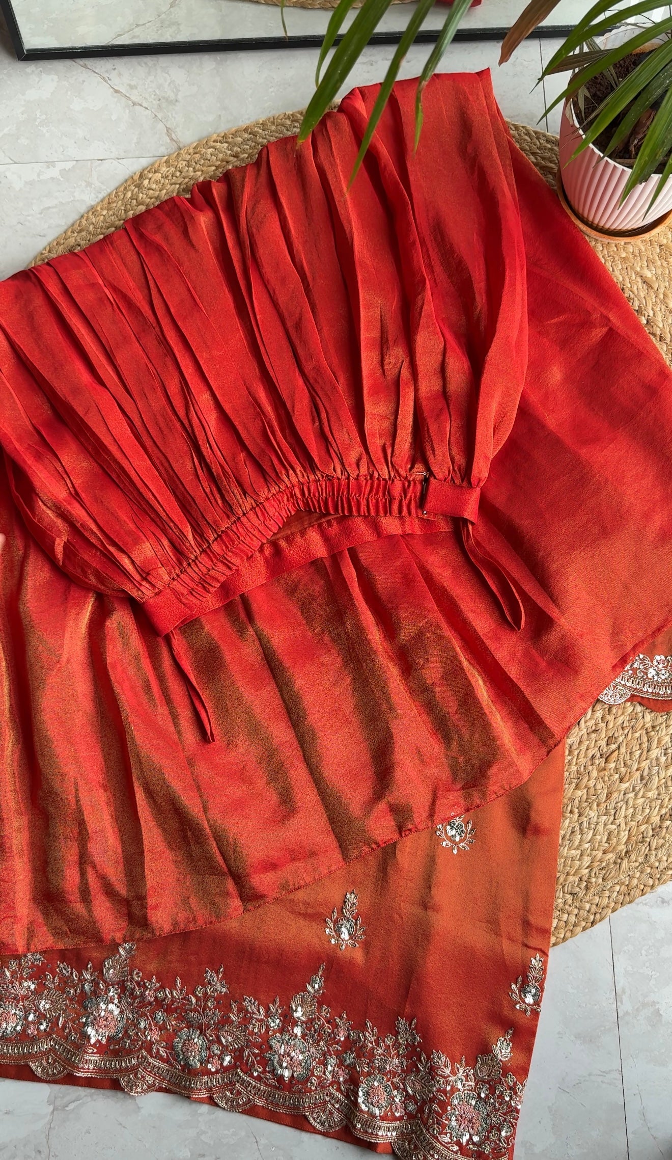 Roohani pure tissue ghagra dress