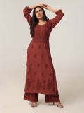 Aayat Rust Rayon Kurta Pant set