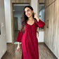 Women’s maroon ethnic rayon kurta palazzo outfit