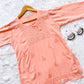 Safina Peach Chikankari Rayon Short Kurti