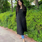 Anouki Black Rayon Long Kurta