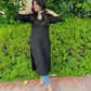Anouki Black Rayon Long Kurta