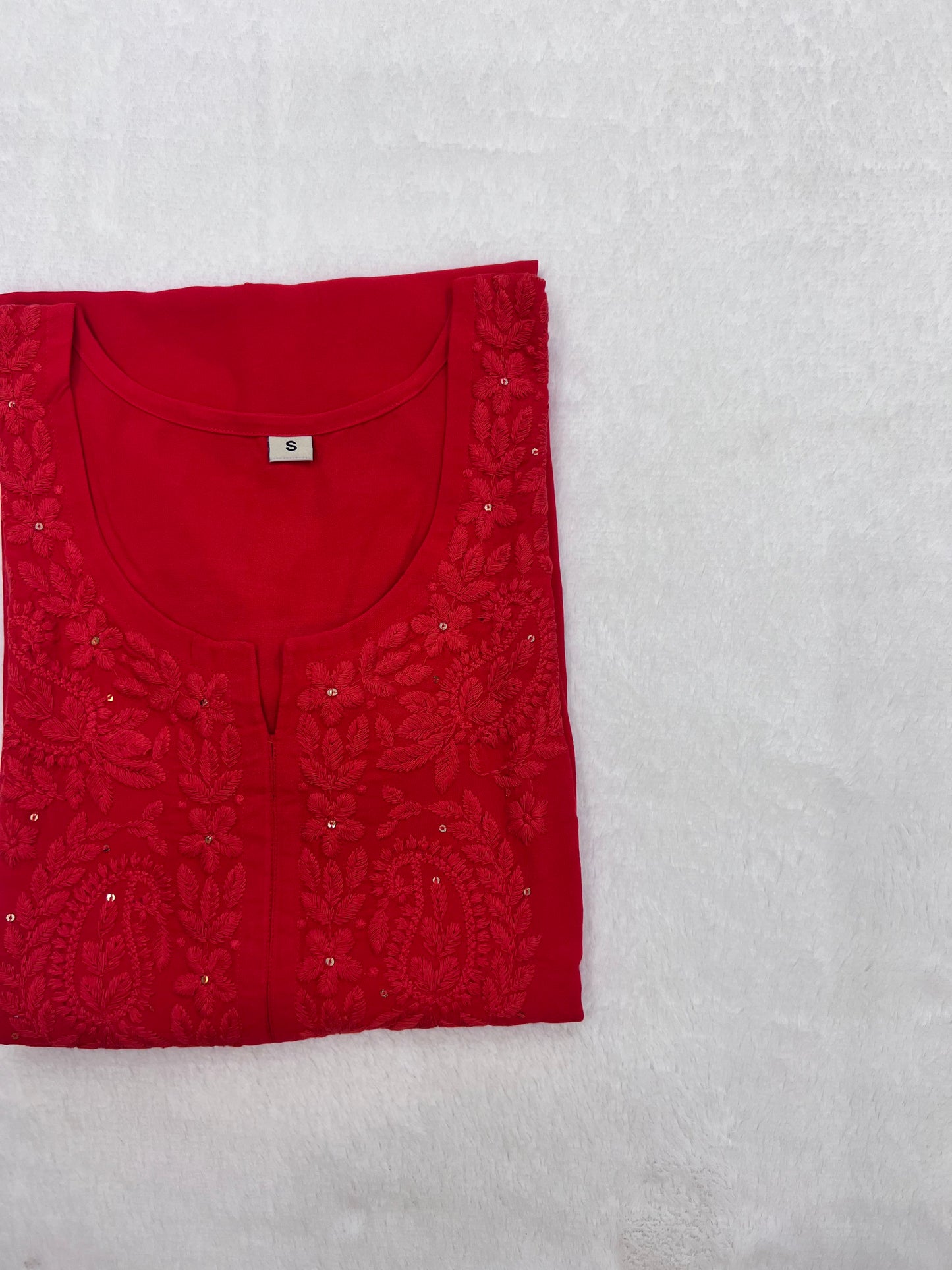 Mirha Red Rayon Sequin Embllished Long Kurta