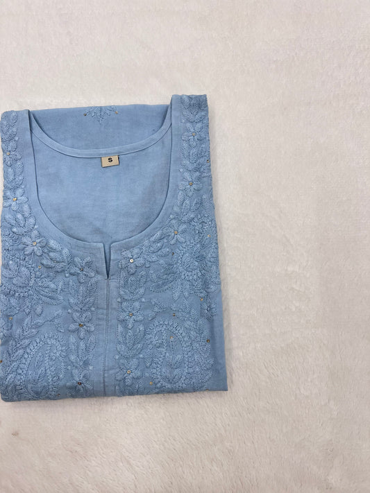 Mirha Light Grey Rayon Sequin Embllished Long Kurta