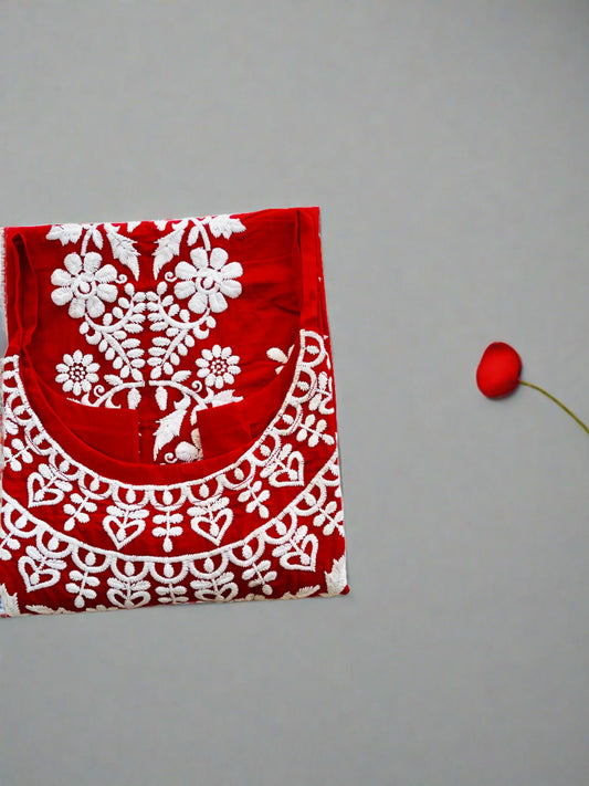 Red cotton kurta women's ethnic wear