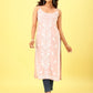 Light pink rayon long kurta by Nazakat – ethnic wear detail