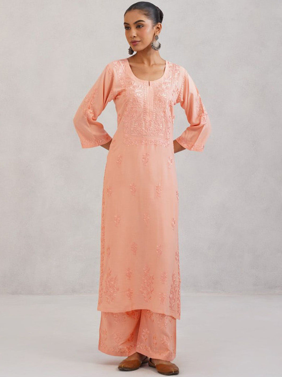 Aayat Rose Beige Rayon Kurta Pant set