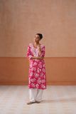 Reetika Pink Floral Chikankari Embroidery Kurta
