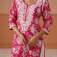 Reetika Pink Floral Chikankari Embroidery Kurta