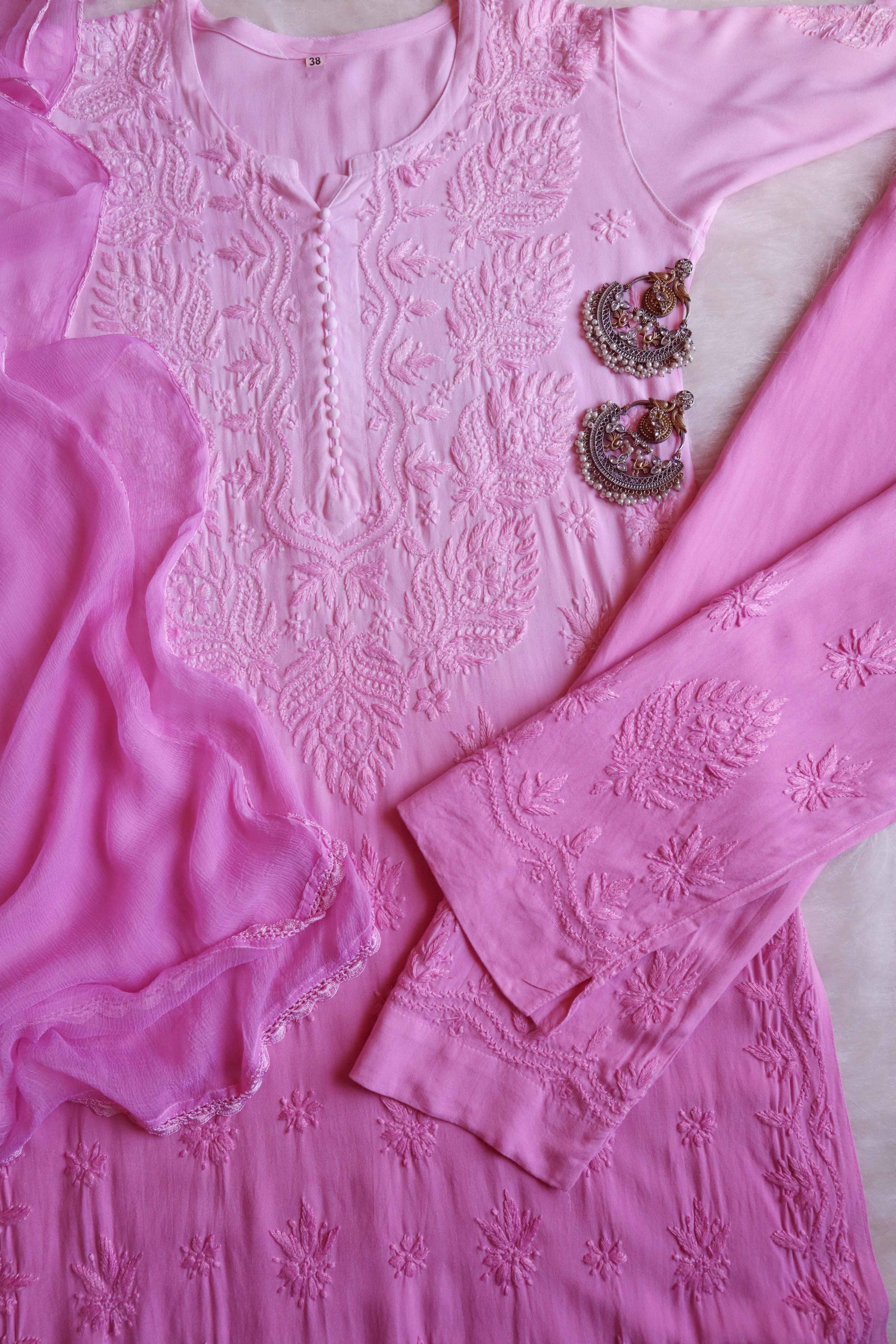 Women’s Baby Pink Rayon Suit Set – Elegant Traditional Wear