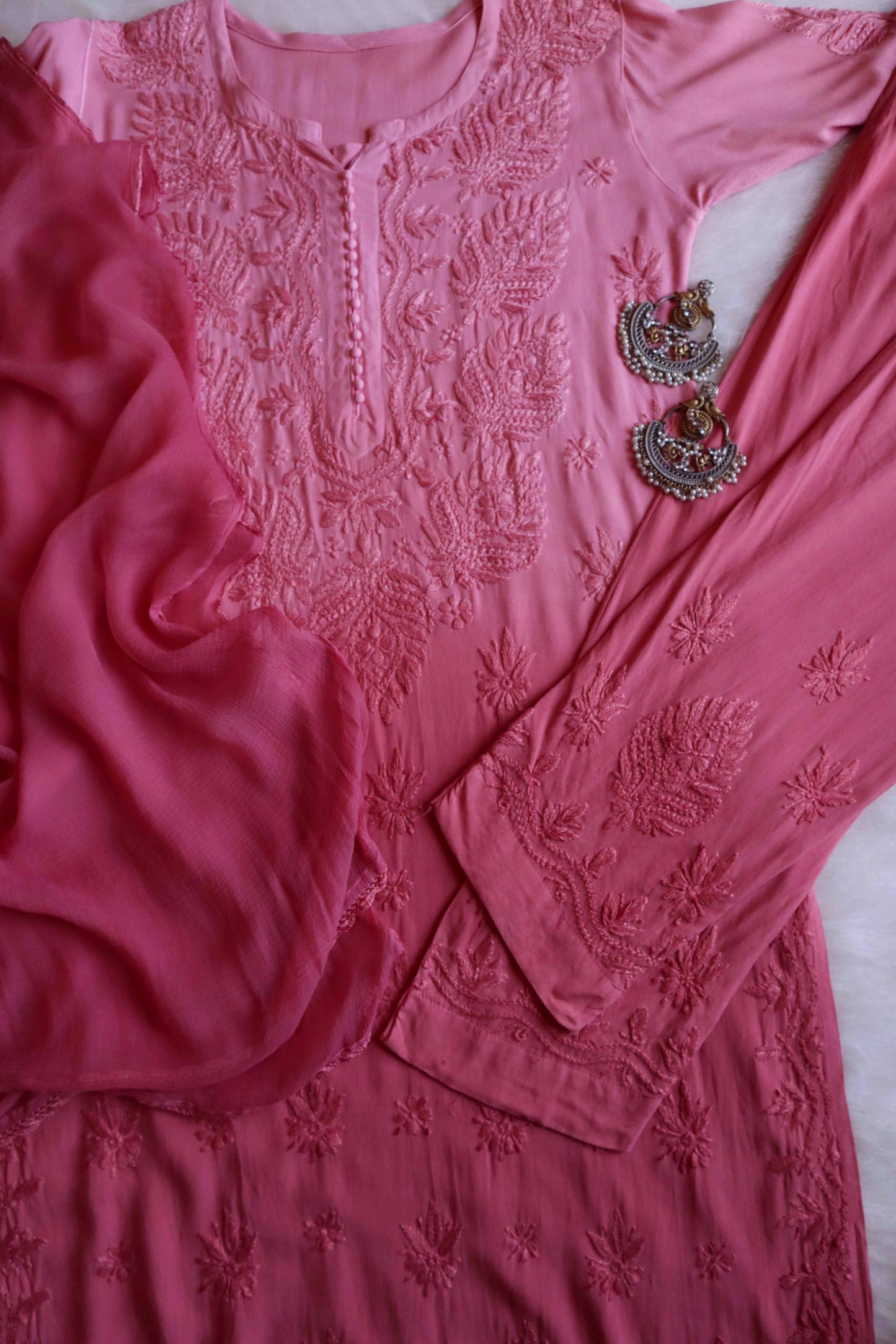 Chic Mauve Pink Rayon Suit Set with Matching Dupatta for Women