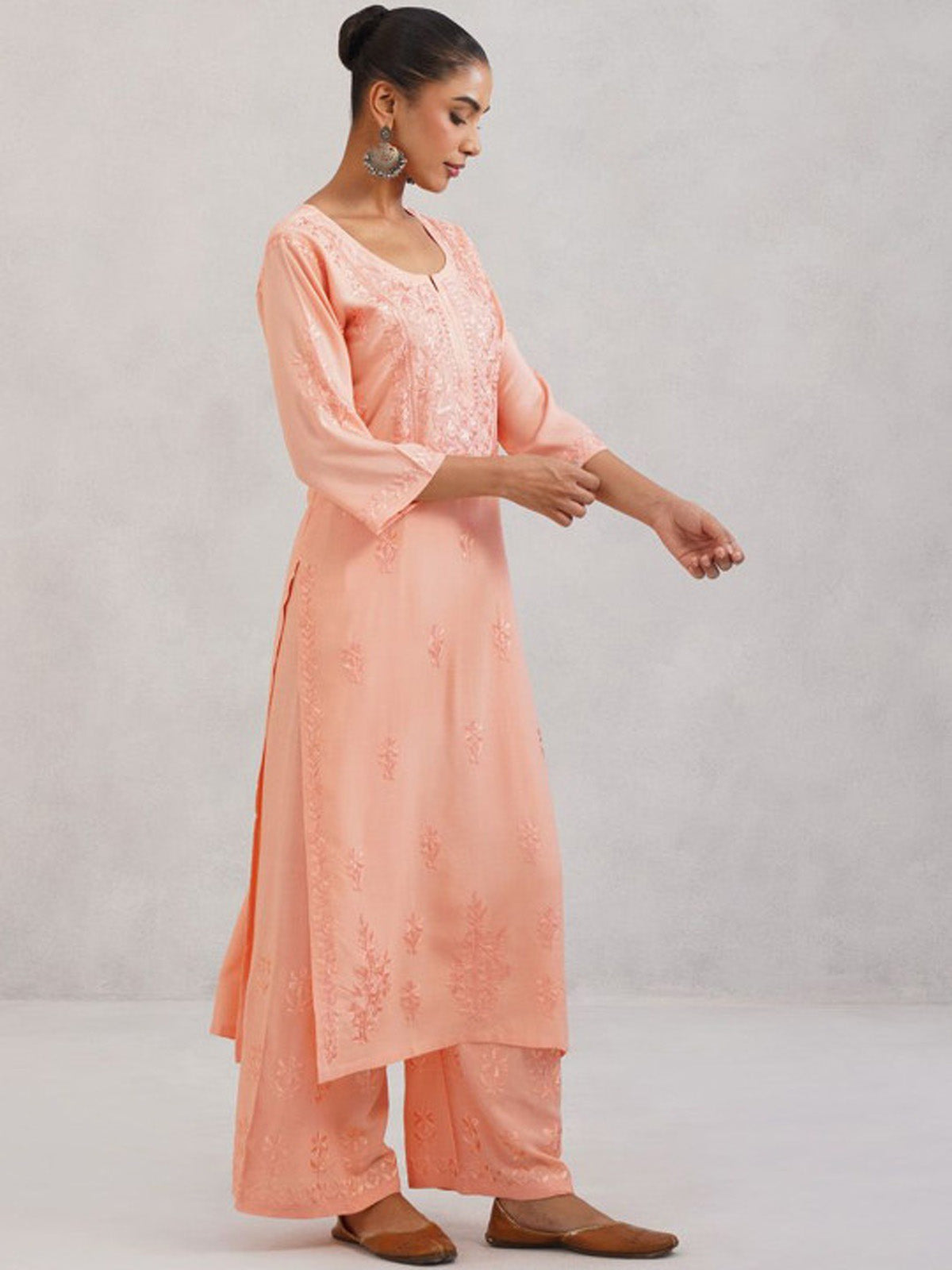 Aayat Rose Beige Rayon Kurta Pant set