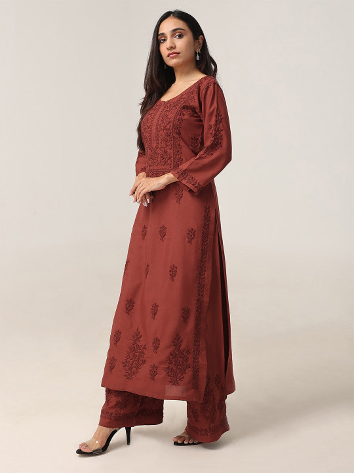 Aayat Rust Rayon Kurta Pant set